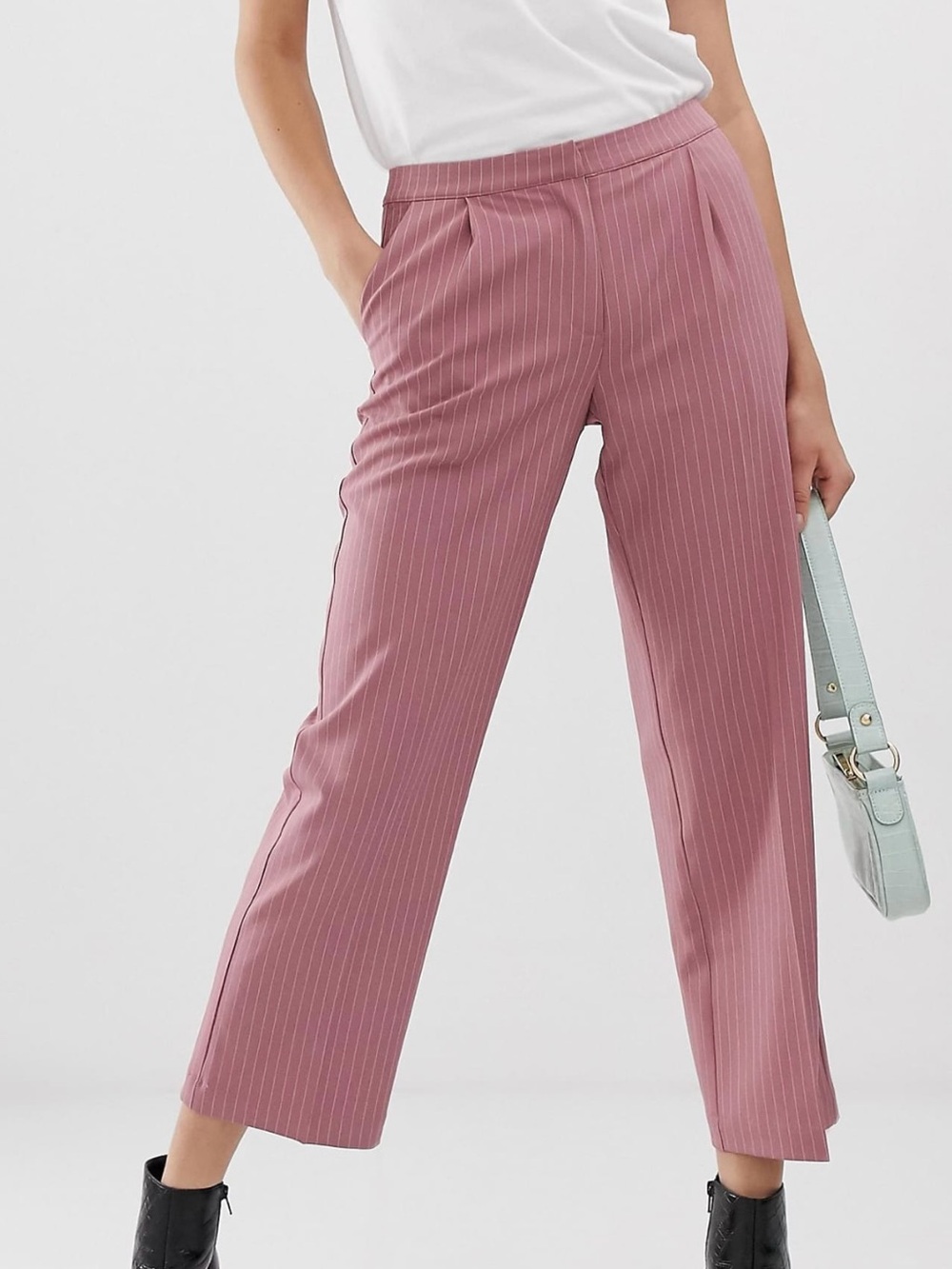 Dusty Rose Pinstripe Dress Pants